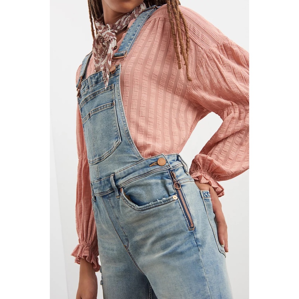 NWT Blank NYC Josey Denim Distressed Overalls size 28 RUNS BIG